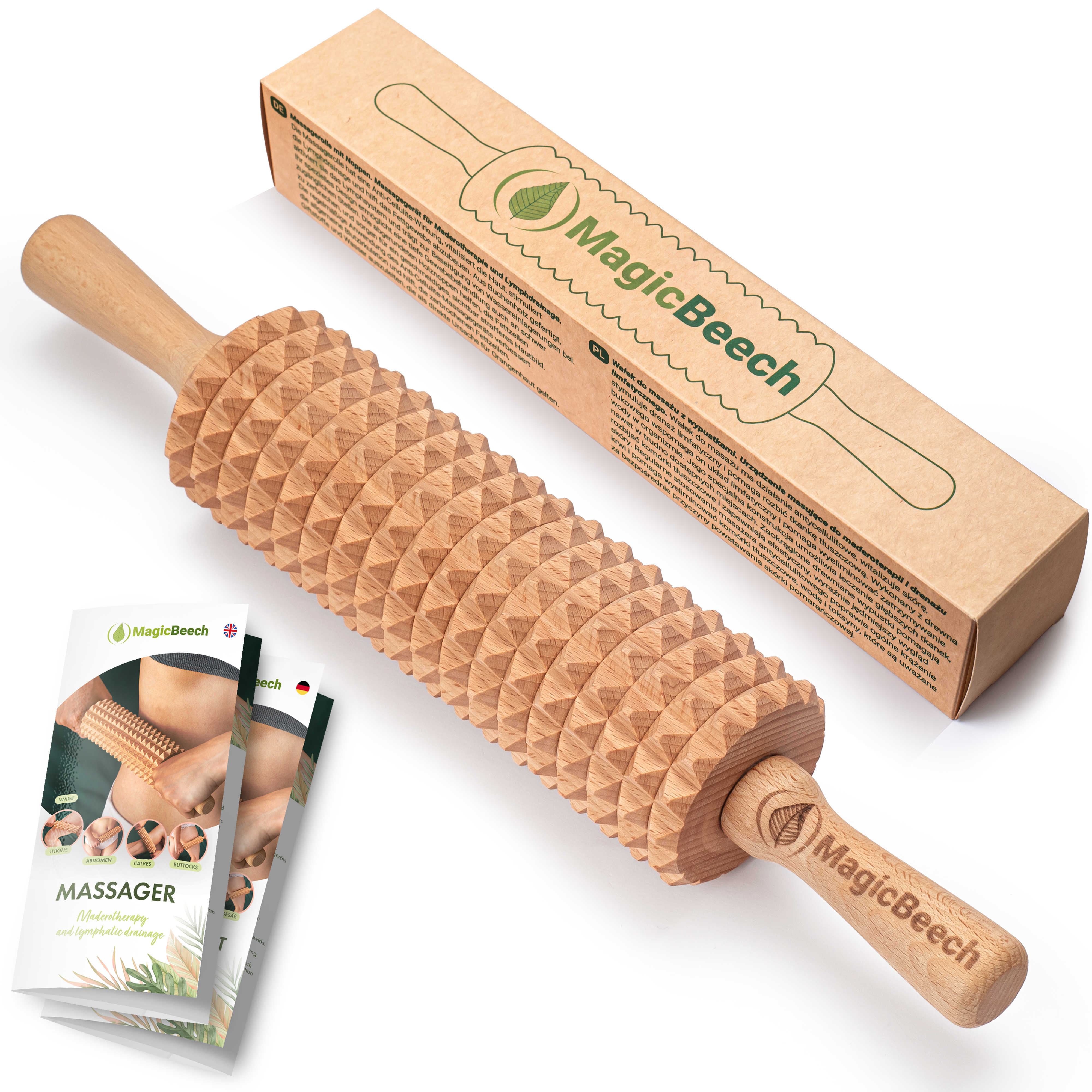 Massage-Paddel für Maderotherapie und Lymphdrainage, aus geöltem Buchenholz, Massagegerät gegen Cellulite, 15 x 26 cm, 193 g